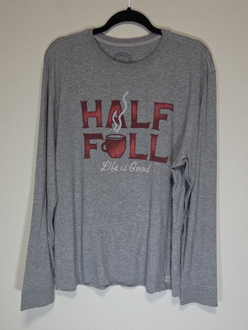 Life Is Good Gray Long-Sleeve 'Half Full' Graphic Tee